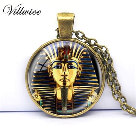 King Tut Logo Pendant Necklace Tutankhamun Golden King Art Handmade