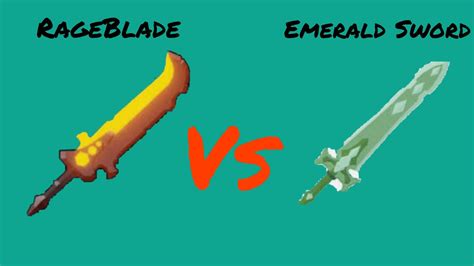 Emerald Sword Vs Rageblade Roblox Bedwars Youtube