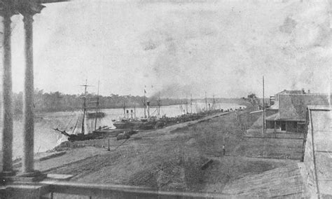 Ships Docked At The Wharf In Quay Street Rockhampton 1864