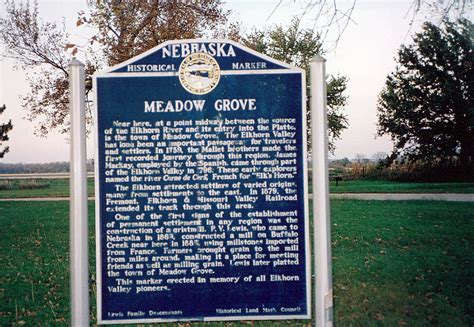 Nebraska Historical Marker Meadow Grove E Nebraska History