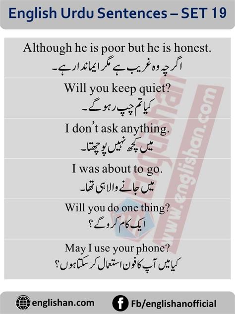 Commonly Used Urdu Sentences With English Free PDF Lesson English