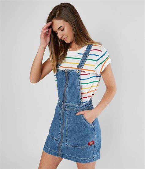 Dickies® Denim Overall Dress Womens Dresses In Light Stone Wash Buckle
