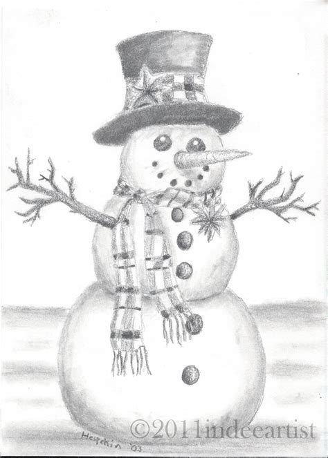 Snowman Winter Drawings Christmas Sketch Xmas Drawing