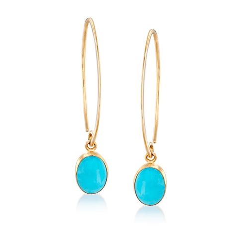 Turquoise Drop Earrings In 14kt Yellow Gold Ross Simons