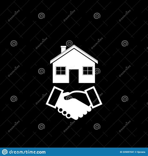Haus Kaufen Handshake Symbol Auf Dunklem Hintergrund Isoliert Vektor