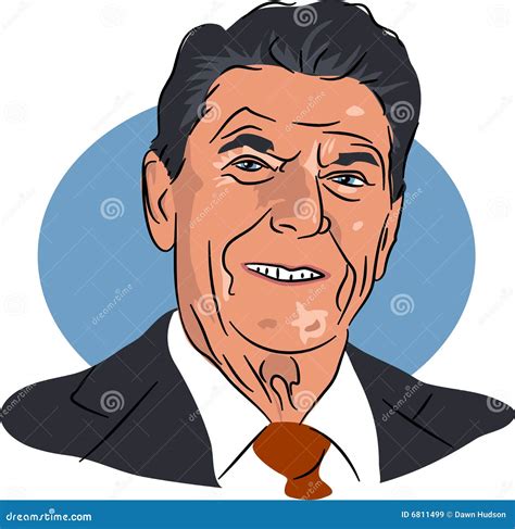Ronald Reagan Former American President Vector Illustrations