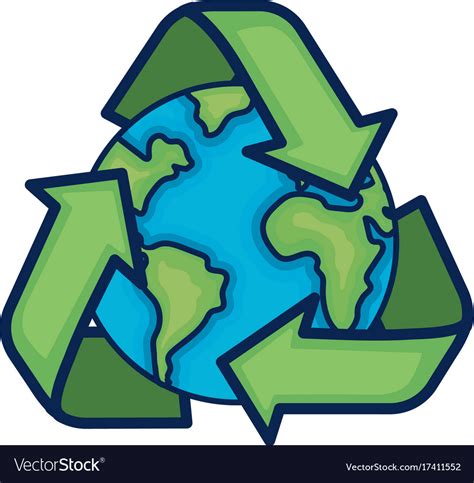 Earth Planet With Recycle Symbol Design Royalty Free Vector