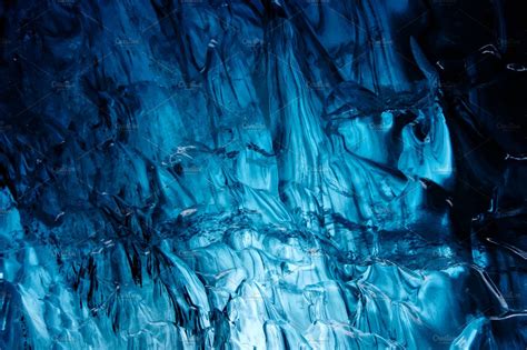 Blue Icewall In An Ice Cave Abstract Photos Creative Market