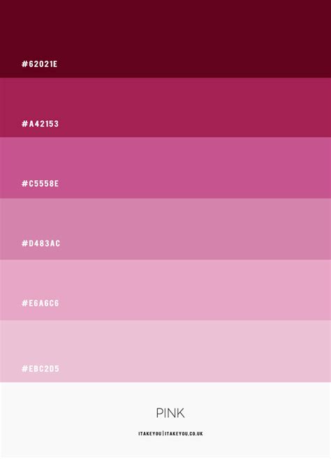 List Of Colors With Color Names Pink Color Chart Colo