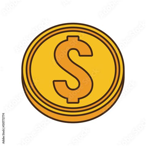 Drawing Gold Coin Money Dollar Vector Illustration Eps 10 Stock Image