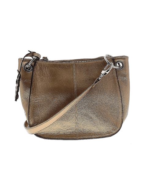Tignanello 100 Leather Solid Brown Gold Leather Crossbody Bag One Size