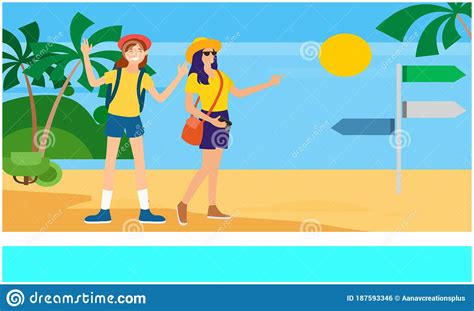 Two Girls Are Enjoying Picnic On The Beach Stock Vector Illustration Of Photograph Girls