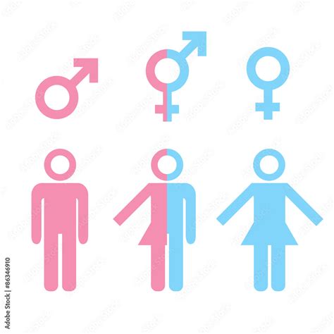 Transgender Transsexual Concept Icon Of Different Gender Persons With Male Female Marker