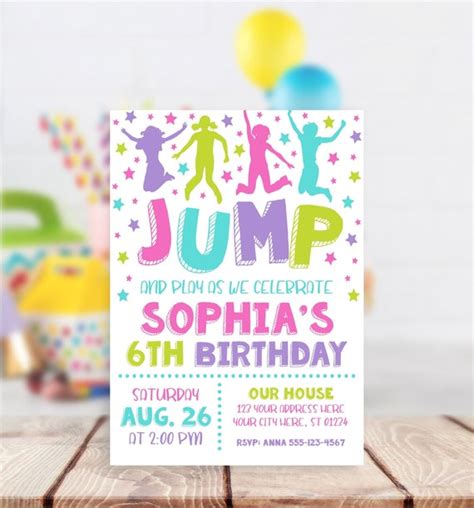 Jump Birthday Invitation Editable Jump Invitation Template Etsy