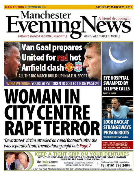 Here Is The Front Page Of Todays Manchester Evening News Manchester