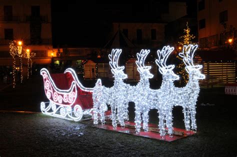 Bring some festive cheer to your home this christmas with our range of outdoor christmas decorations. 9' Commercial Size Reindeer and Sleigh Lighted Christmas ...