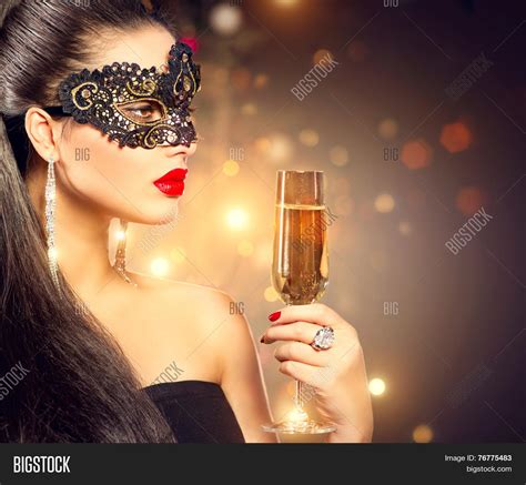 Sexy Model Woman Glass Champagne Image And Photo Bigstock