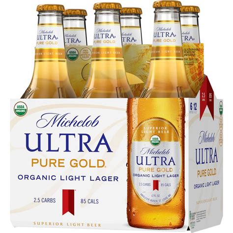 Michelob Ultra Pure Gold Organic Light Lager Beer Bottles 12 Fl Oz