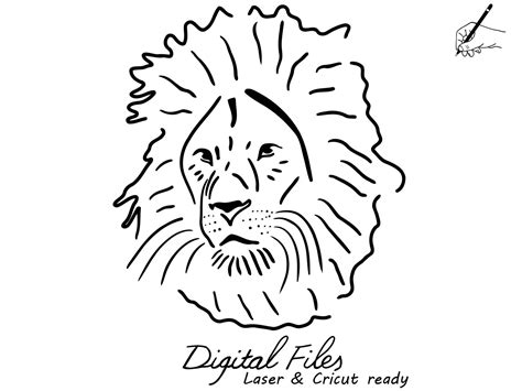 Lion Head Stencil Svgdxf Vector File For Laser Cut Cnc Etsy