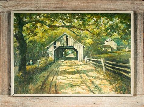 Eric Sloane Landscape With Covered Bridge For Sale At 1stdibs