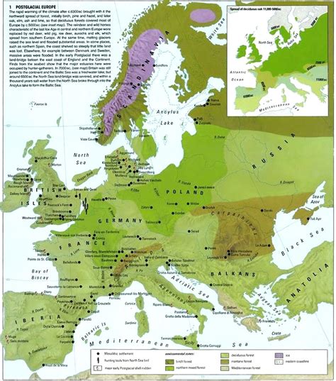 7000 Bc Post Glacial Europe Map History Geography Ancient History