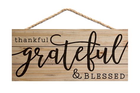 Thankful Grateful Blessed X Inch Pine Wood Decorative Hanging Sign