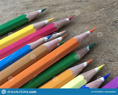 Color Pencils On A Wood Background Stock Photo Image Of Teatcher