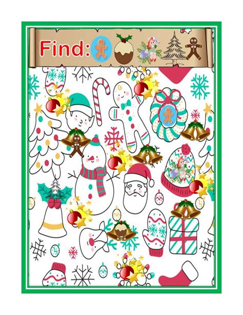 Christmas Seek And Find A Hidden Picture Worksheets For Kids Part 1