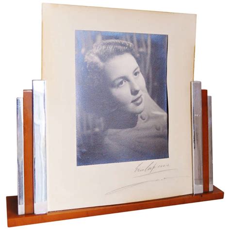 Very Large English Art Deco Picture Frame In Chrome And Butterscotch