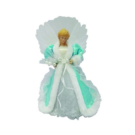 Vintage 14 fiber optic christmas porcelain angel decoration white feather wings. Holiday Time 12 inch Blue Fiber Optic LED Angel Tree ...