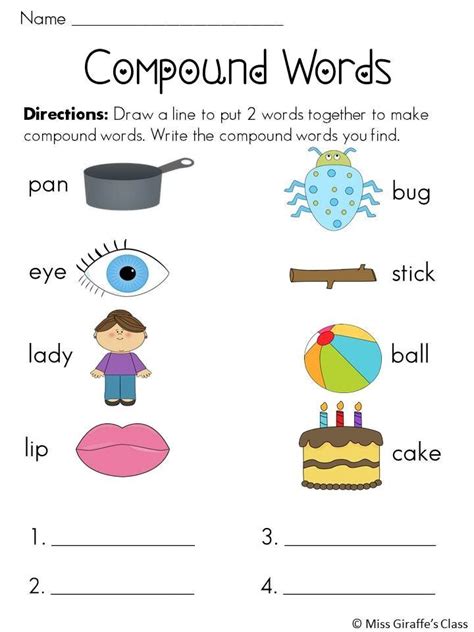 free printable compound words for 1st grade - Google Search | Compound