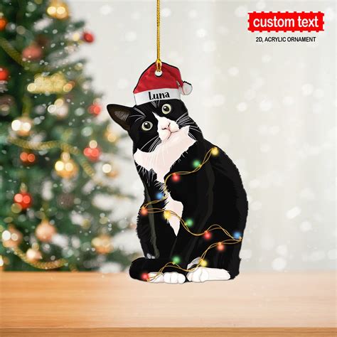 Tuxedo Cat Christmas Ornament Custom Cat Ornament Tuxedo Cat Lover