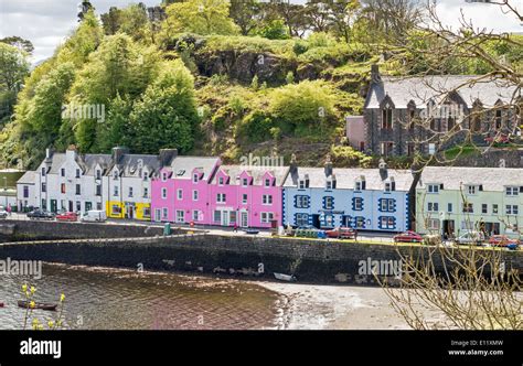 Portree Houses Looking Over The Harbour Isle Of Skye Scotland Stock