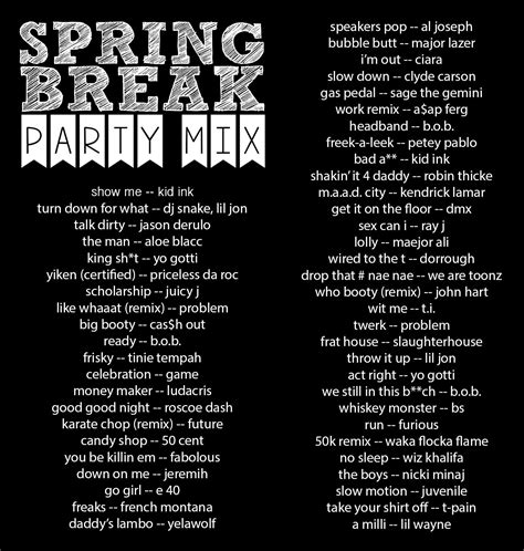 Music Playlist Mood Songs Spring Break