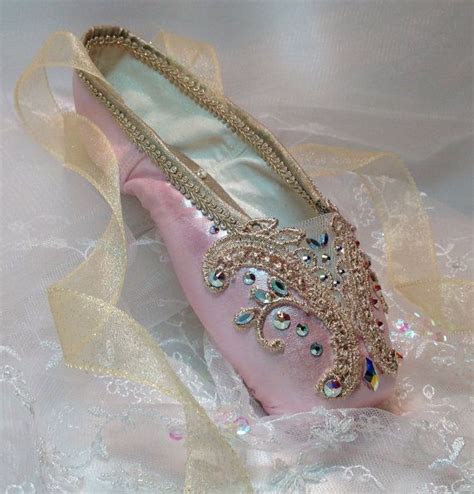 Pink And Gold Decorated Pointe Shoe With Ab Crystals Aurora Etsy