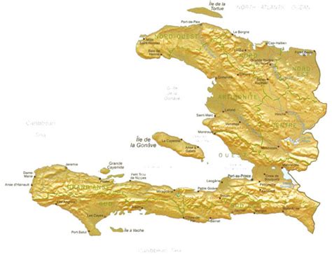Large Detailed Relief Map Of Haiti Haiti Large Detailed Relief Map