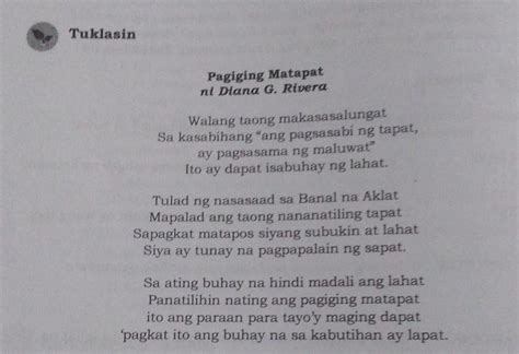 1ano Ang Nilalaman Ng Tula 2bakit Ito Pinamagatang Pagiging Matapat