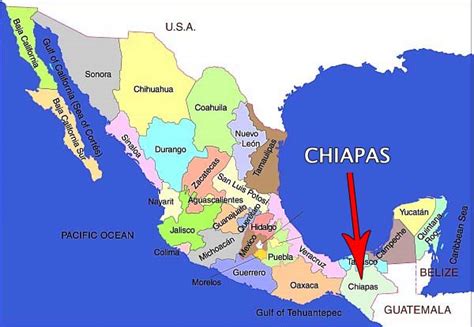 Chiapas Carte Mexique Vacances Arts Guides Voyages