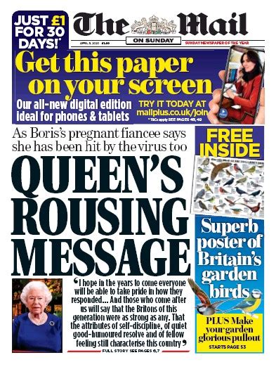 The Mail On Sunday Uk Front Page For 5 April 2020 Paperboy Online