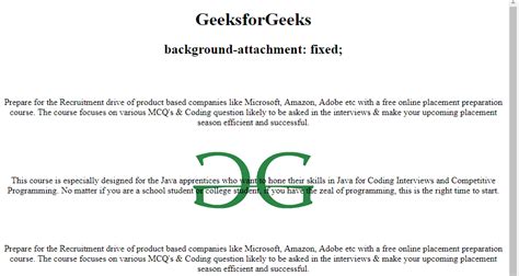 Css Background Attachment Property Geeksforgeeks