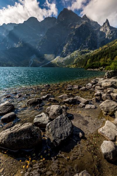 Green Water Mountain Lake Morskie Oko Tatra Mountains Stock Photo
