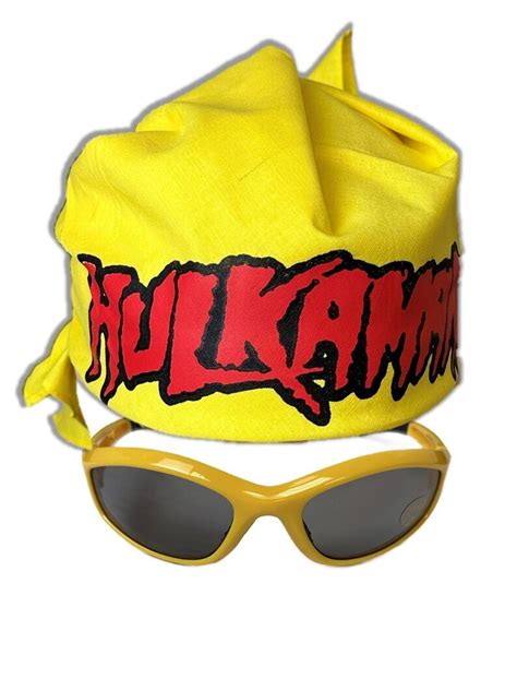 Hulk Hogan Hulkamania Bandana Sunglasses Costume Yellow Etsy