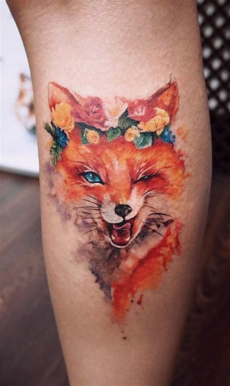 Watercolor Fox Tattoo © Tattoo Artist Irina Doroshenko Watercolor Fox