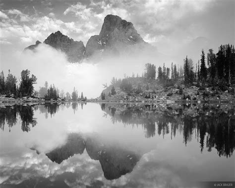 Misty Teton Reflection Bw Tetons Wyoming Mountain Photography By