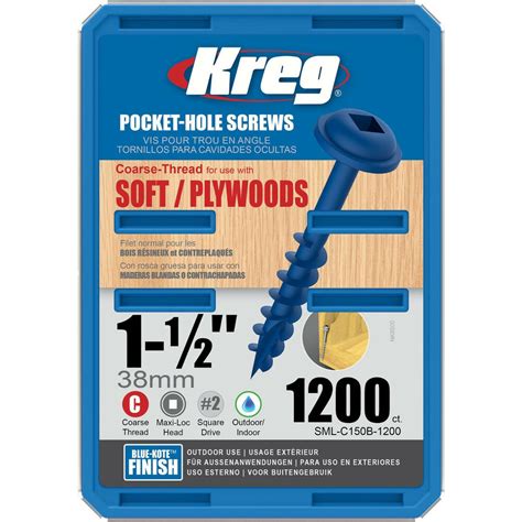 Kreg Sml C150b 1200 1 12 Inch Blue Kote Course Pocket Hole Screws