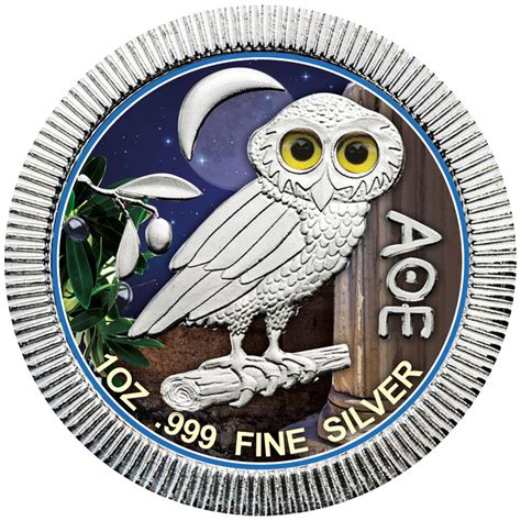 Athenian Owl Night In Color 2020 1 Oz Pure Silver Coin In Capsule