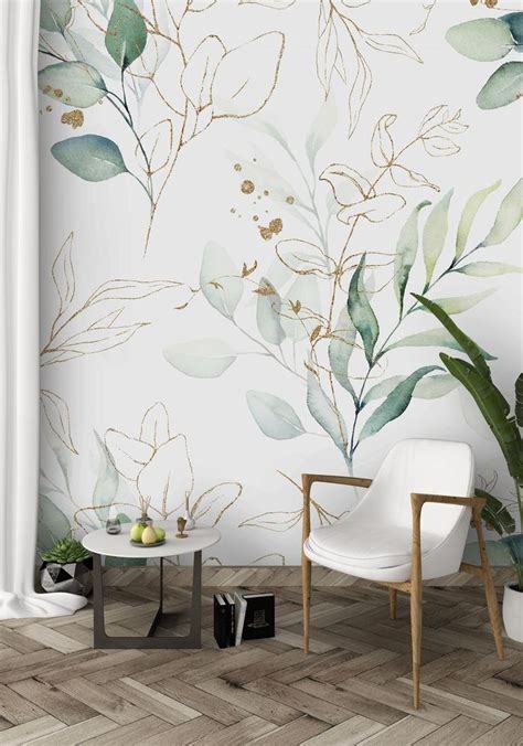 Green Eucalyptus Peel And Stick Wallpaper Leaves And Branches