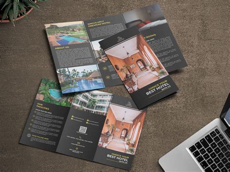 Elegant Black Hotel Trifold Brochure Design Techmix