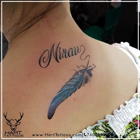 Feather Tattoo Watercolour Tattoo Name With Feather Tattoo Neck