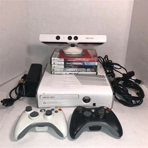 Microsoft Xbox 360 S Slim Model 1439 Console White Bundle With Kinect